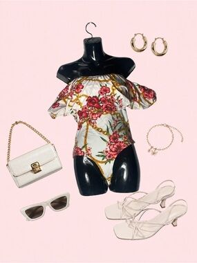 Minette White Floral Off The Shoulder Bodysuit